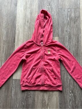Juicy Couture Kids Pink Gold Studded "JUICY" Dog Terry Cloth Track Jacket Size 6